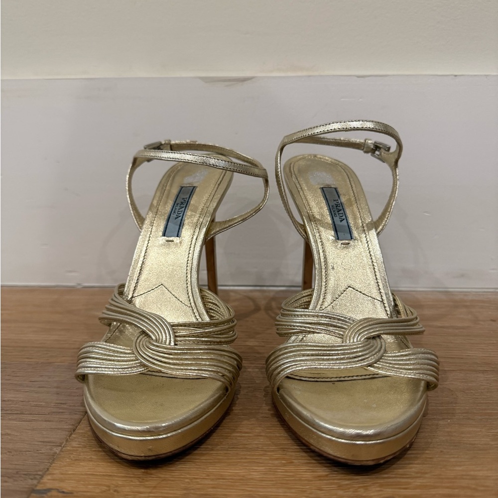 Prada Gold Strappy Heels for Special Occasions